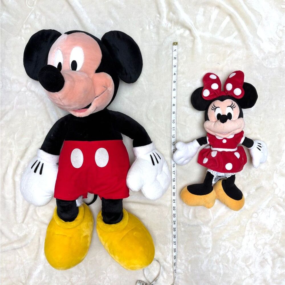 Disney Store Mickey Minnie Mouse Plush Lot 30" 14" Stuffed Animal Toy Bundle Set